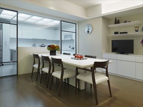 Dining table in modern home