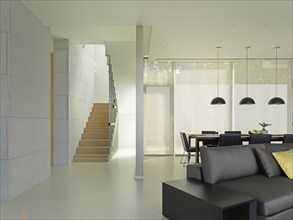 Living room and staircase in modern interior