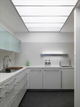 Modern white kitchen in minimalistic home