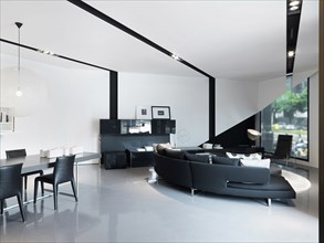 Black and white interior of modern home