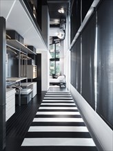 Black and white hallway modern home