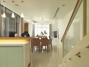 Modern kitchen and dining room