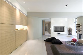 Modern living room and entertainment center