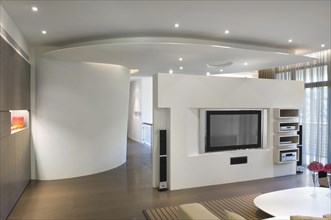 Entertainment center in modern living room