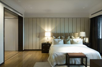Master bedroom with hardwood floors