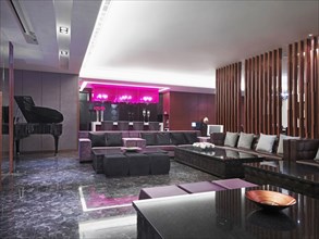 Large sofa in contemporary lounge area