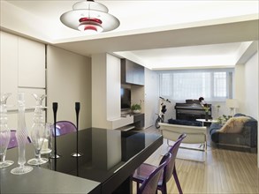Interior modern apartment with hardwood floors