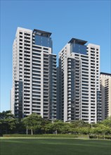 Exterior high rise apartment buildings
