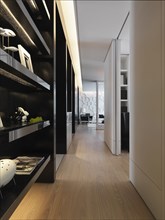 Hardwood floors in hallway of modern home