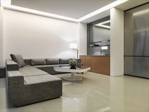 Large sofa in minimalistic living room
