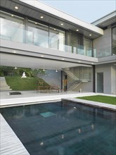 Swimming pool outside open modern home