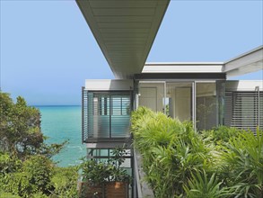 Architectural detail modern ocean view home