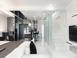 Mostly white interior of modern home
