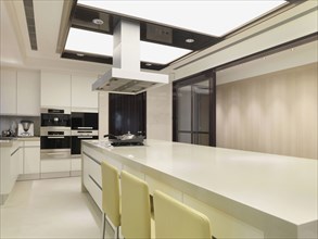 Long countertop in modern kitchen