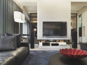 Entertainment center in modern living room