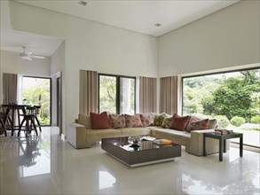 Corner sofa in modern living room