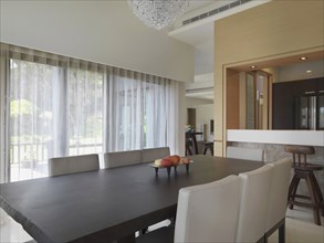 Dining room table in modern home