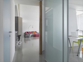 Hallway through minimalistic modern home
