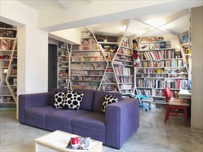 Purple sofa in modern home