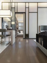 Hardwood floor through modern home