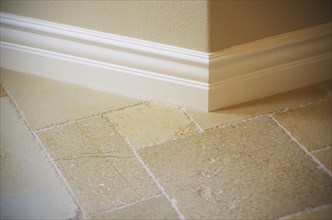 Detail of Wall and Tile Floor in Home