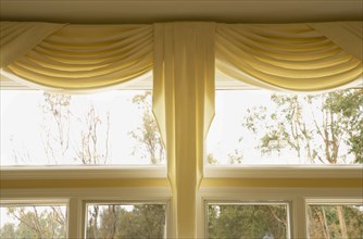 Yellow Valance and Curtains on Window