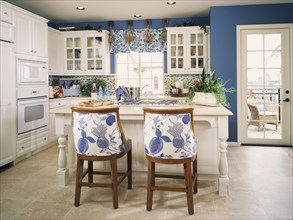 Traditional blue and white kitchen