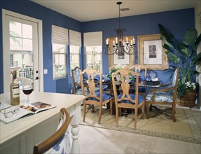 Traditional blue dining room