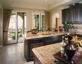 Contemporary kitchen with granite countertops