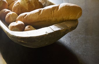 Fresh Baked Bread in Wood bowl