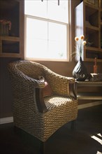 Wicker Armchair with Pillow