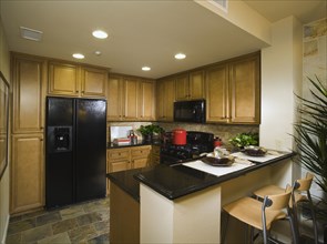 Small kitchen with breakfast bar