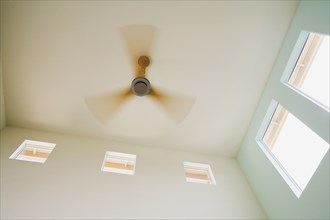 Modern Ceiling Fan with Wood Blades in Motion
