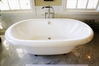 High angle view of freestanding bathtub