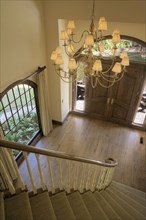 Traditional Foyer with Casual Chandelier