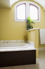 Marble hot tub in Contemporary Bathroom