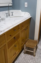 Traditional Bathroom and Wicker Foot Stool