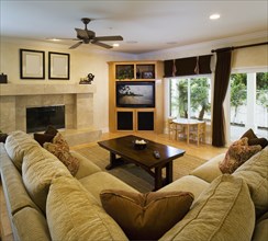 Traditional living room with couch