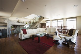 Wide angle of modern living room.
