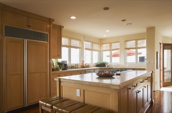 Image of contemporary kitchen with island.