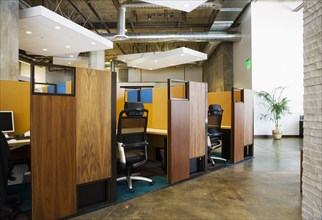 Interior of modern office cubicles