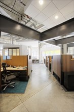 Interior of modern office space with cubicles