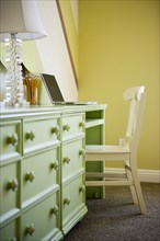 Green dresser with built in desk