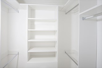 Empty shelves in walk-in closet