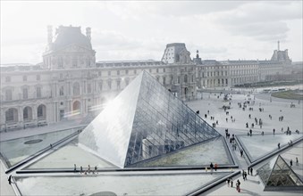 Louvre museum and courtyard
