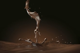 Chocolate stream splashing into pool