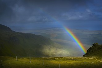 Rainbow over rural landscape