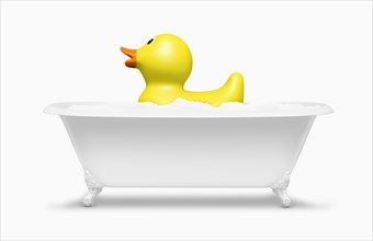Rubber duck floating in bath