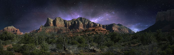 Desert landscape and night sky