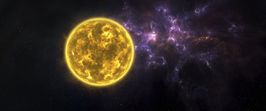 Sun and galaxy in outer space